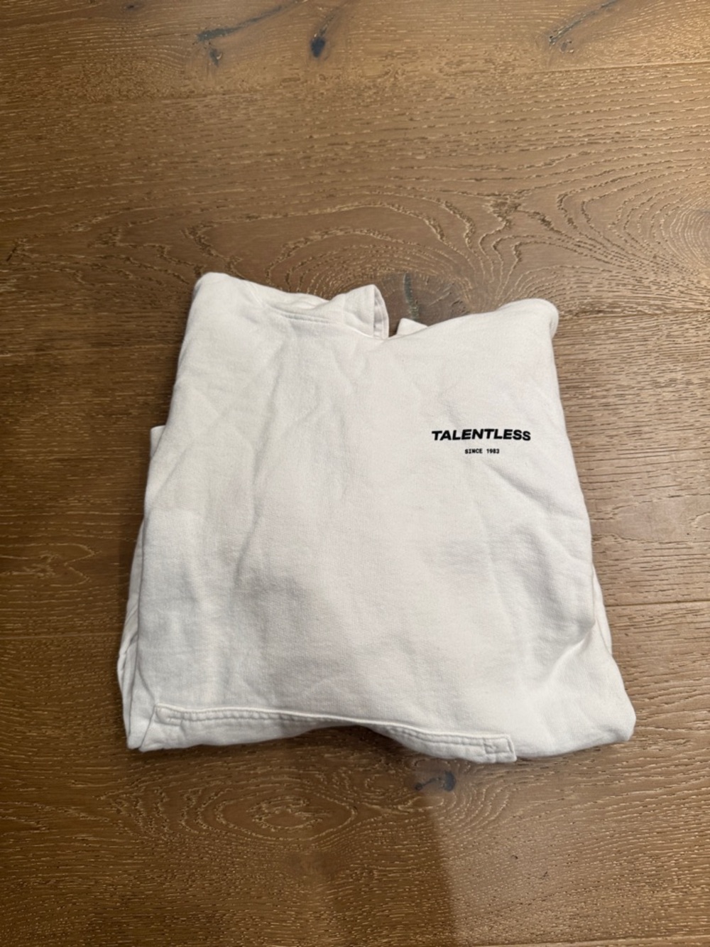 Talentless White Hoodie XS Oversized Logo Sweatshirt Pullover Streetwear Cozy - Picture 3 of 8